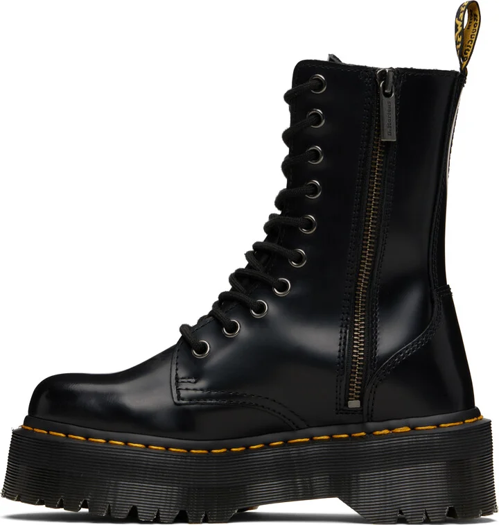 Dr. Martens Black Jadon Hi Smooth Leather Platform Boots - Image 3