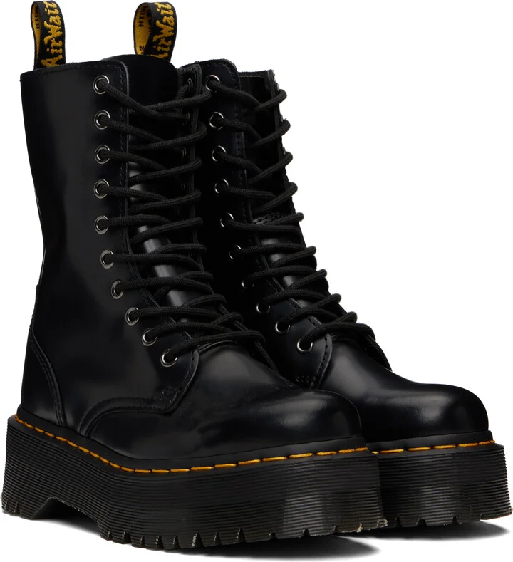 Dr. Martens Black Jadon Hi Smooth Leather Platform Boots - Image 4