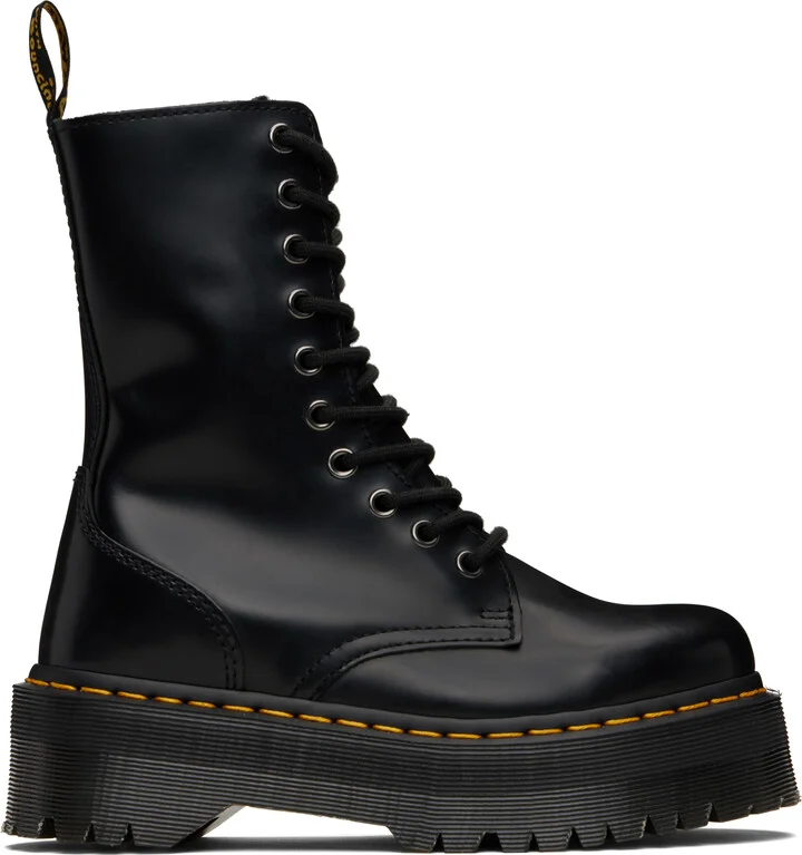 Dr. Martens Black Jadon Hi Smooth Leather Platform Boots