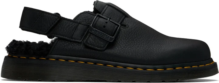 Dr. Martens Black Jorge II Faux-Fur Lined Mules