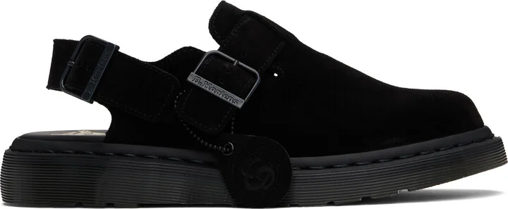 Dr. Martens Black Jorge Made In England Suede Slingback Mules