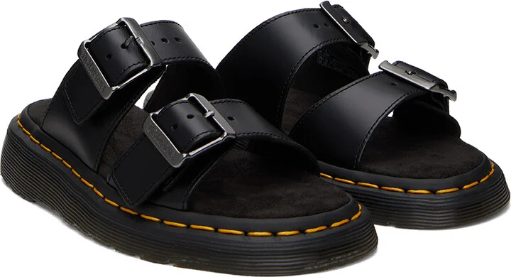 Dr. Martens Black Josef Leather Buckle Slide Sandals - Image 4