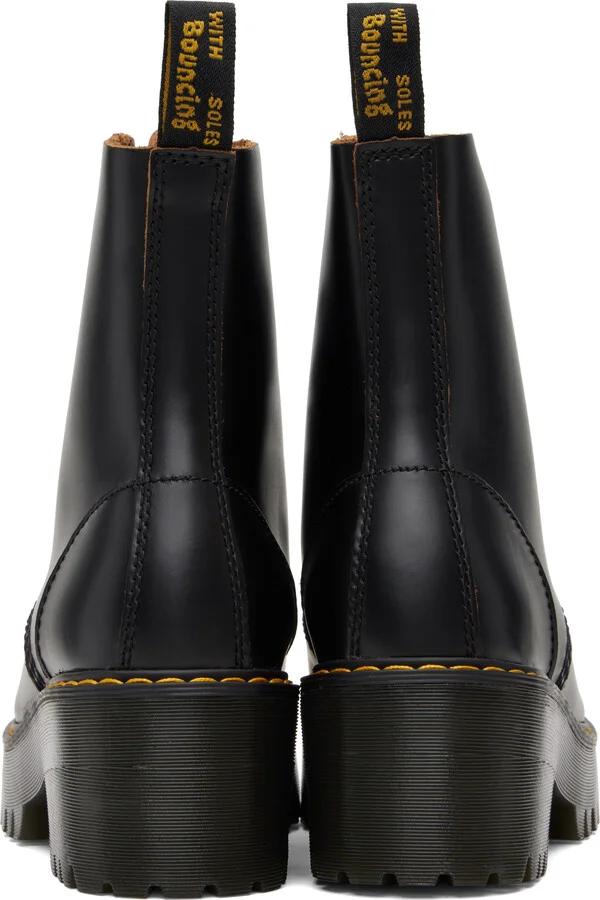 Dr. Martens Black Leona Vintage Smooth Leather Heeled Boots - Image 2