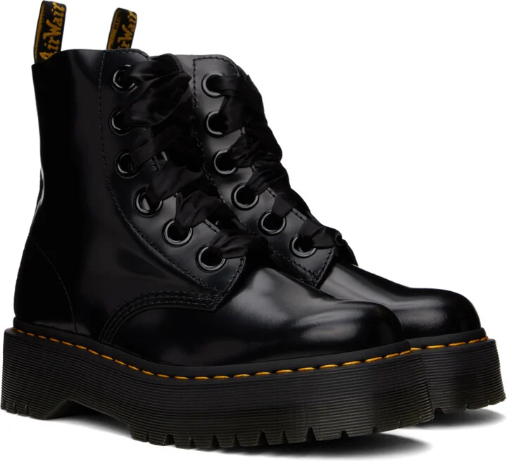Dr. Martens Black Molly Leather Platform Boots - Image 4