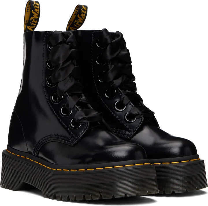 Dr. Martens Black Molly Leather Platform Boots - Image 4