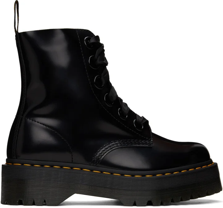 Dr. Martens Black Molly Leather Platform Boots