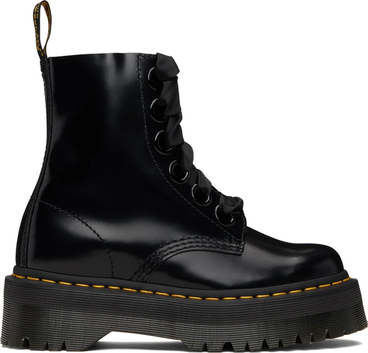 Dr. Martens Black Molly Leather Platform Boots