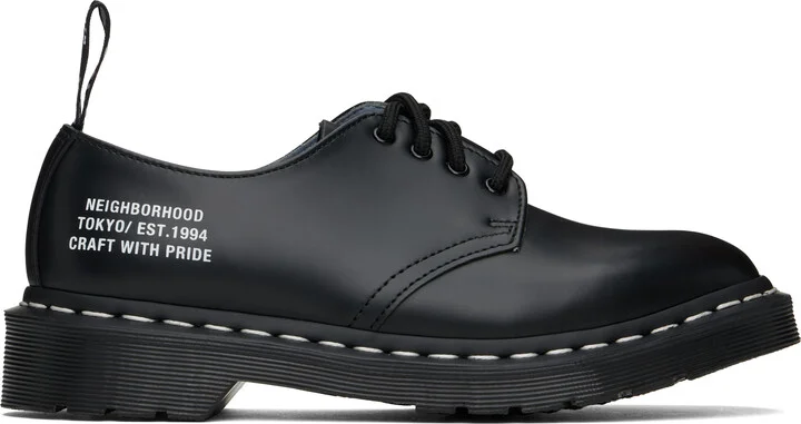 Dr. Martens Black NEIGHBORHOOD Edition Smiths NBHD Smooth Leather Derbys