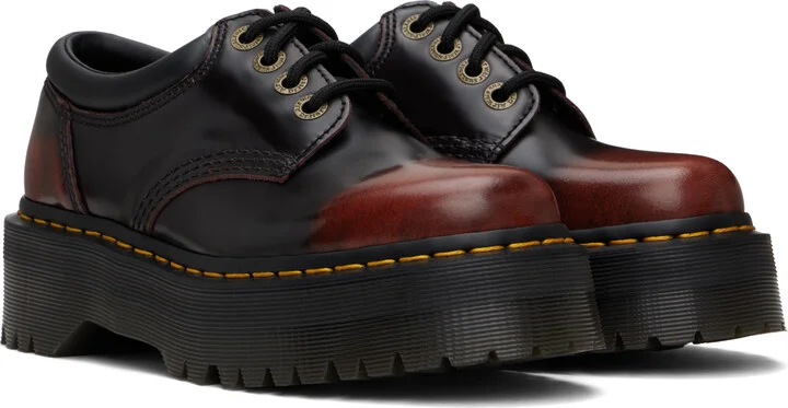 Dr. Martens Black & Red 8053 Leather Platform Derbys - Image 4