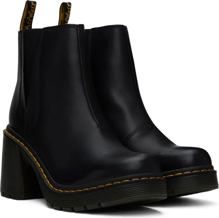 Dr. Martens Black Spence Leather Flared Heel Chelsea Boots - Image 4
