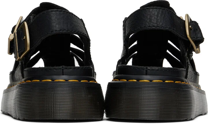 Dr. Martens Black Wrenlie Grizzly Leather Fisherman Sandals - Image 2