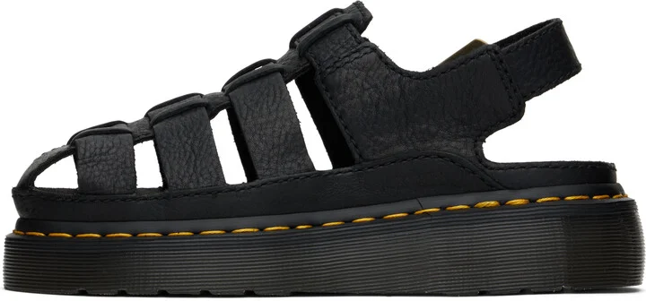 Dr. Martens Black Wrenlie Grizzly Leather Fisherman Sandals - Image 3