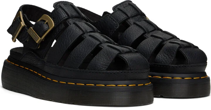 Dr. Martens Black Wrenlie Grizzly Leather Fisherman Sandals - Image 4
