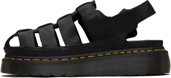 Dr. Martens Black Wrenlie Grizzly Leather Fisherman Sandals - Image 3