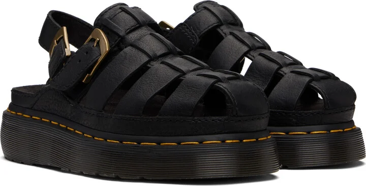 Dr. Martens Black Wrenlie Grizzly Leather Fisherman Sandals - Image 4