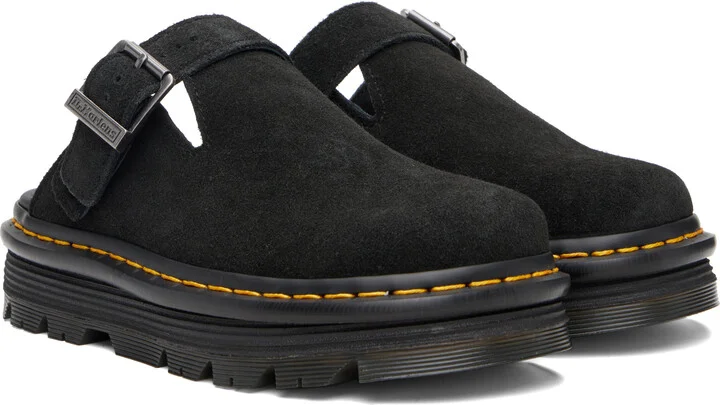 Dr. Martens Black Zebzag Suede Casual Slingback Platform Mules - Image 4