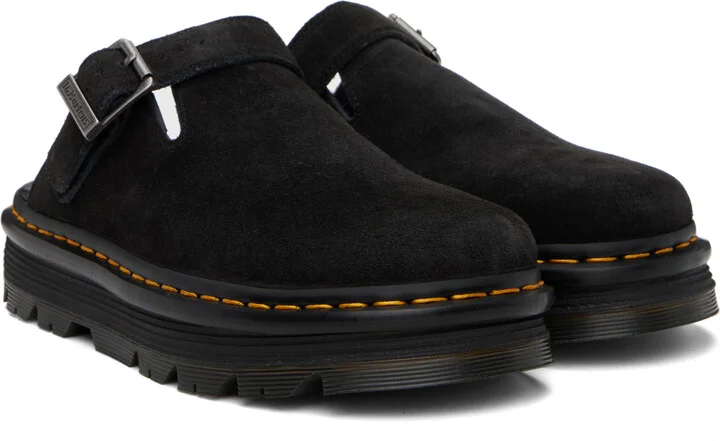 Dr. Martens Black Zebzag Suede Casual Slingback Platform Slip-on Loafers - Image 4