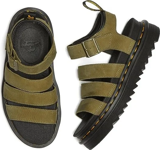 Dr. Martens Blaire Women's Sandals Muted Olive : UK 3 (US Women's 5) M, Leather - Image 2