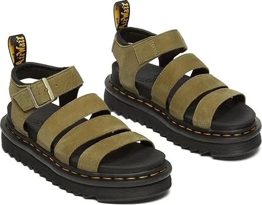 Dr. Martens Blaire Women's Sandals Muted Olive : UK 3 (US Women's 5) M, Leather