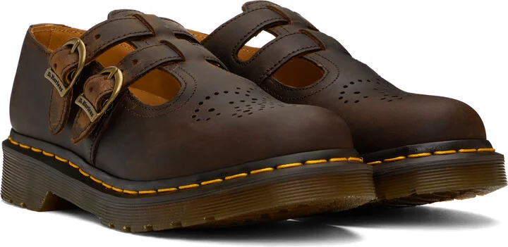 Dr. Martens Brown 8065 Crazy Horse Leather Mary Jane Loafers - Image 4