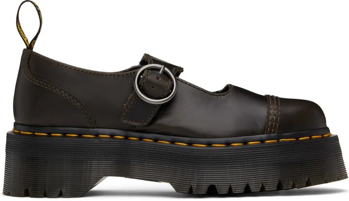 Dr. Martens Brown Addina Orleans Leather Platform Loafers