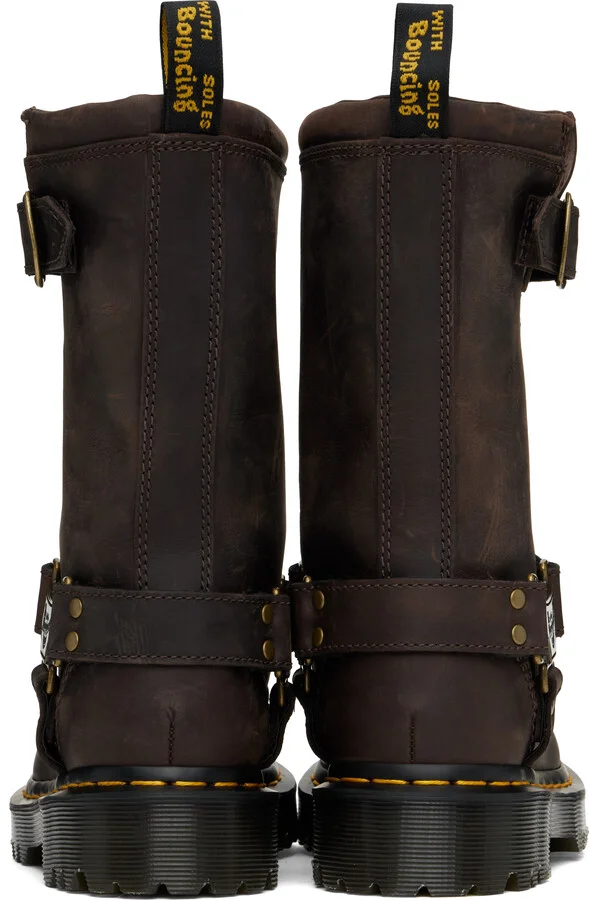 Dr. Martens Brown Anistone Hi Leather Biker Boots - Image 2