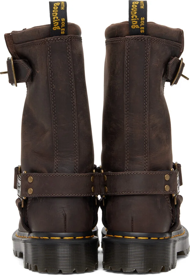 Dr. Martens Brown Anistone Hi Leather Biker Boots - Image 2