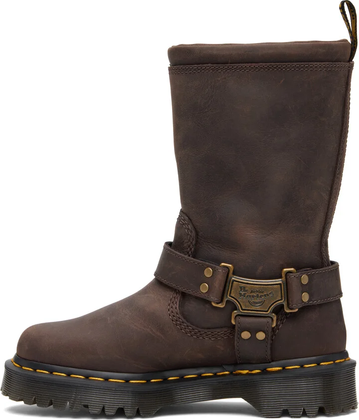 Dr. Martens Brown Anistone Hi Leather Biker Boots - Image 3