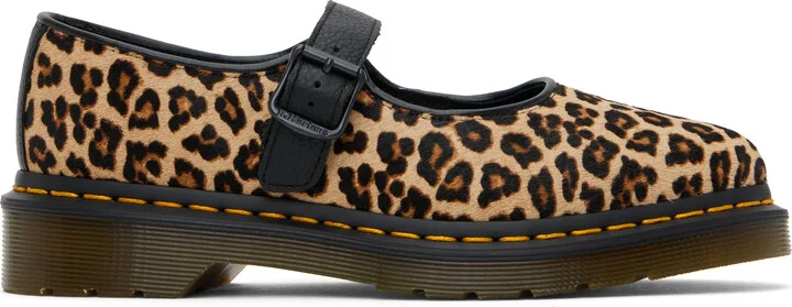 Dr. Martens Brown & Black Elphie Leopard Mary Jane Loafers