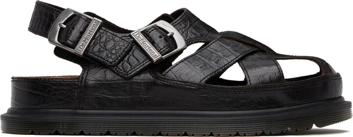 Dr. Martens Brown Fisherman Crocodile Analine Leather Sandals