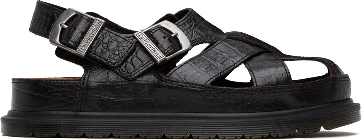 Dr. Martens Brown Fisherman Crocodile Analine Leather Sandals