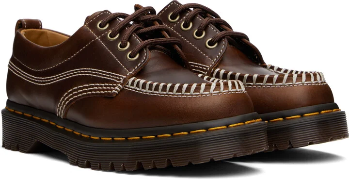 Dr. Martens Brown Lowell Leather Moc Toe Derbys - Image 4