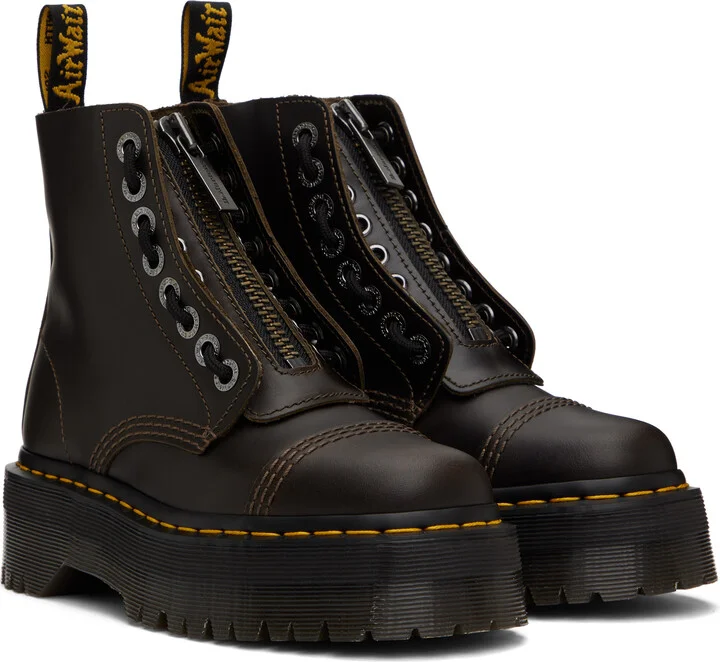 Dr. Martens Brown Sinclair Leather Platform Boots - Image 4