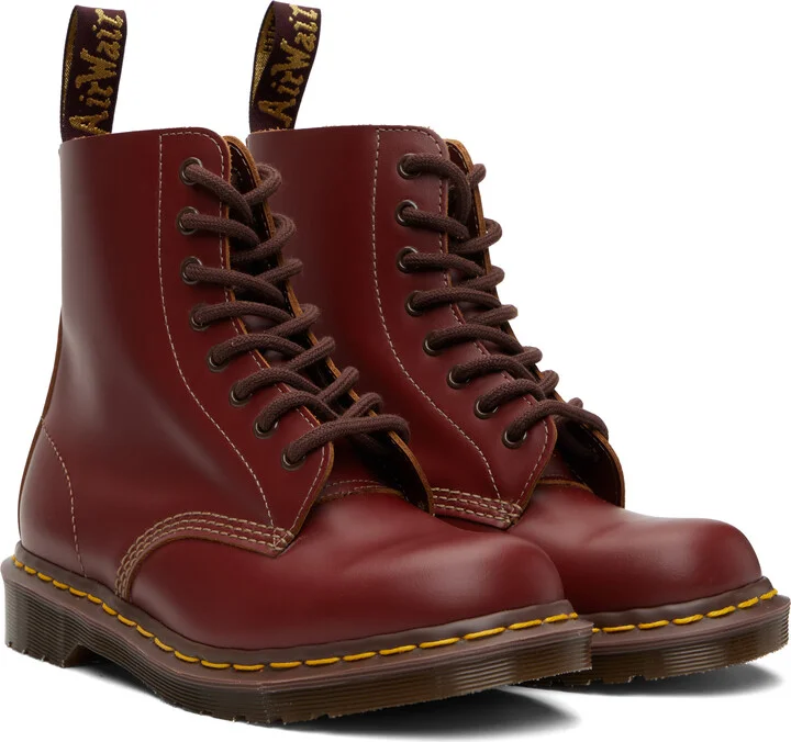 Dr. Martens Burgundy 1460 Vintage 'Made In England' Boots - Image 4