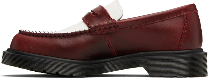 Dr. Martens Burgundy & White Penton Two-Tone Leather Loafers - Image 3