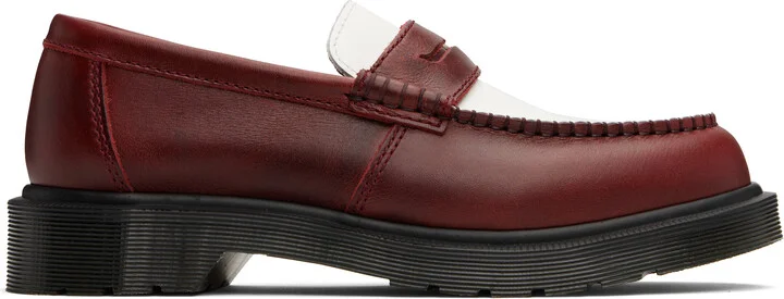 Dr. Martens Burgundy & White Penton Two-Tone Leather Loafers