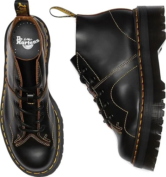Dr. Martens Church Quad Shoes Black Vintage Smooth : UK 3 (US Men's 4 - Women's 5) Medium, Rubber/Leather - Image 2