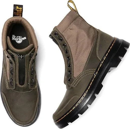 Dr. Martens Combs Jungle Zip Casual Boots Boots Dark Khaki : UK 8 (US Men's 9 - US Women's 10) Medium, Leather - Image 2