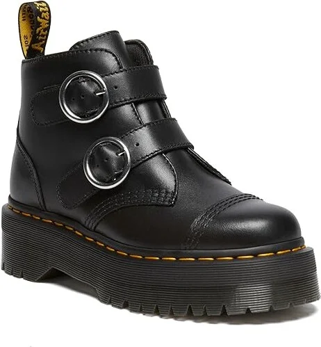Dr. Martens Devon Circle Leather Platform Boots Women's Boots Black : UK 3 (US Women's 5) M