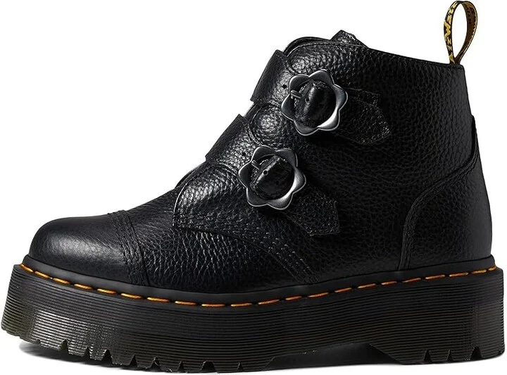 Dr. Martens Devon Flower Women's Shoes Black Milled Nappa : UK 4 (US Women's 6) M, Leather - Image 5