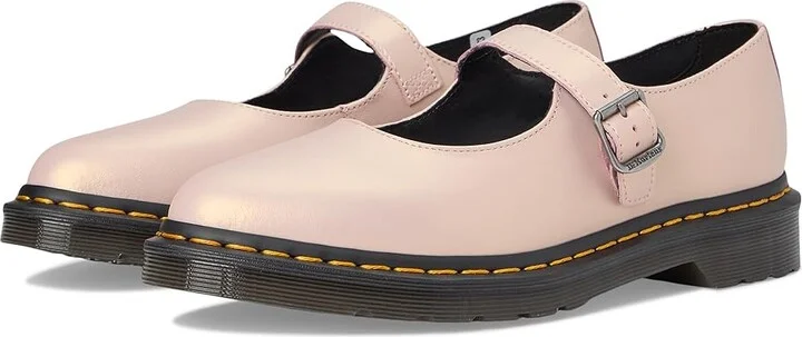 Dr. Martens Elphie Mary Jane Women's Shoes Powder Pink Gold Shift : UK 8 (US Women's 10) M, Leather