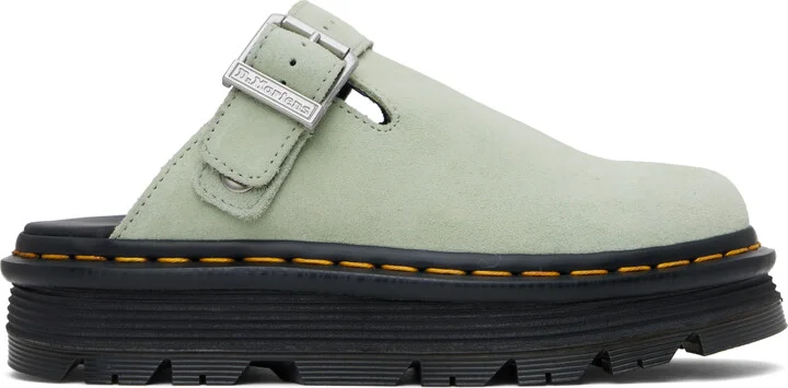 Dr. Martens Green ZebZag Suede Slingback Platform Mules