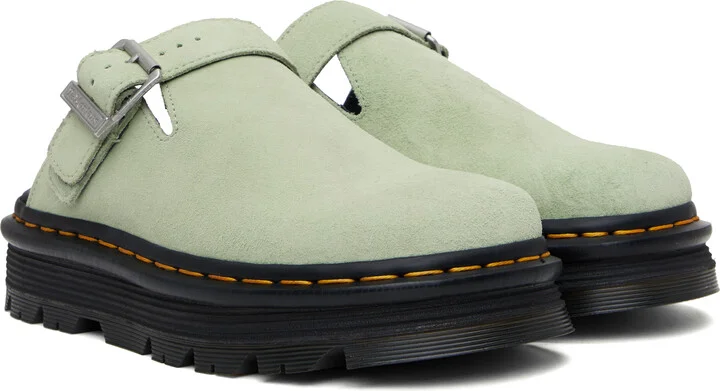 Dr. Martens Green Zebzag Suede Slingback Platform Slip-On Loafers - Image 4