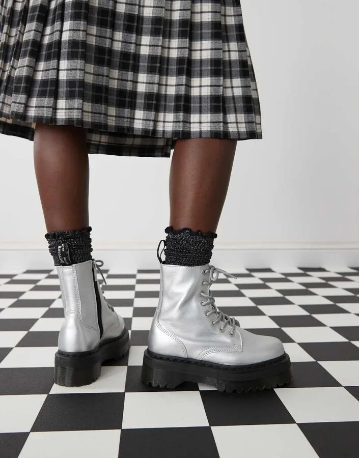 Dr. Martens Jadon boots in silver - Image 4