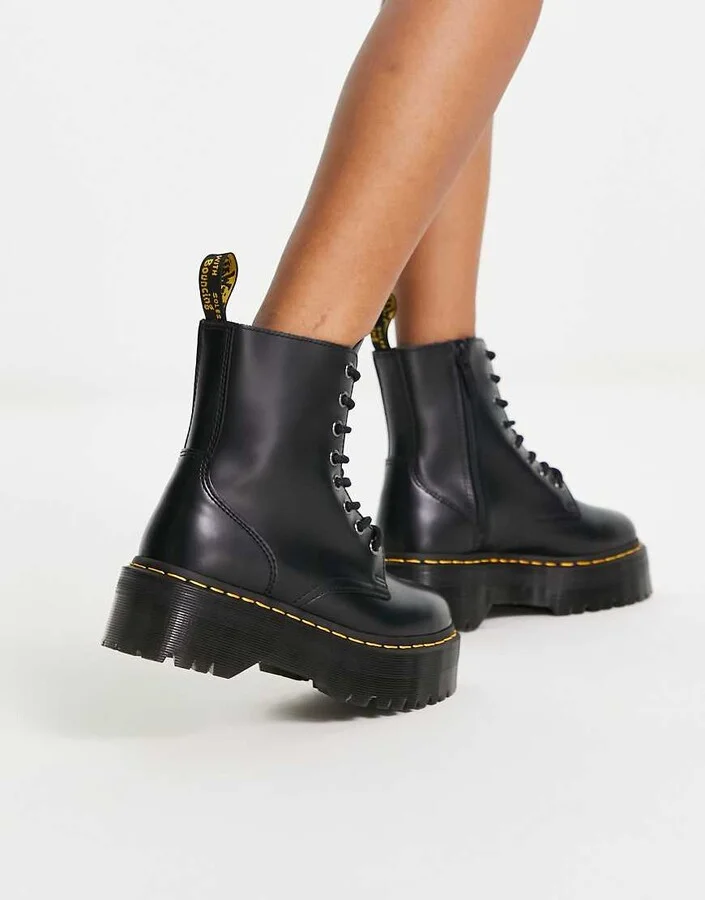 Dr Martens Jadon flatform leather boots in black - Image 2