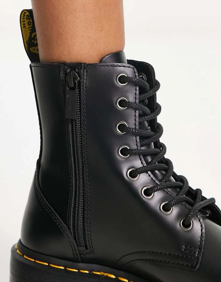 Dr Martens Jadon flatform leather boots in black - Image 3