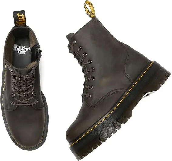 Dr. Martens Jadon Leather Lace-Up Boots Boots Charcoal Grey : UK 3 (US Men's 4 - Women's 5) Medium - Image 2