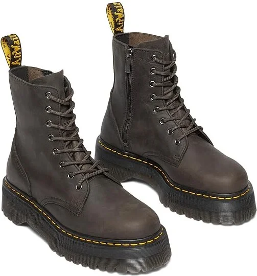 Dr. Martens Jadon Leather Lace-Up Boots Boots Charcoal Grey : UK 3 (US Men's 4 - Women's 5) Medium