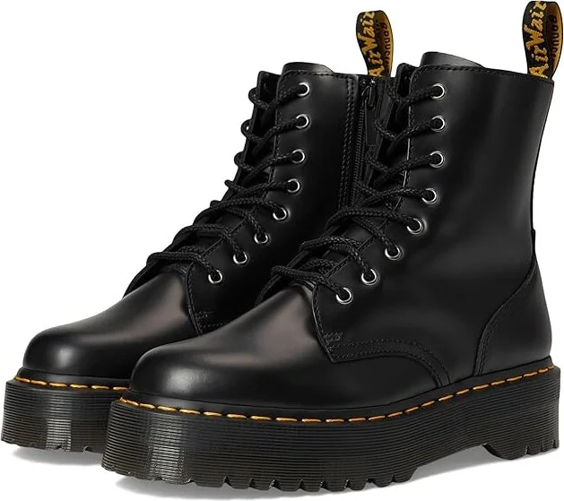 Dr. Martens Jadon Smooth Leather Platform Boots Lace-up Boots Black Polished Smooth : UK 3 (US Men's 4 - Women's 5) Medium