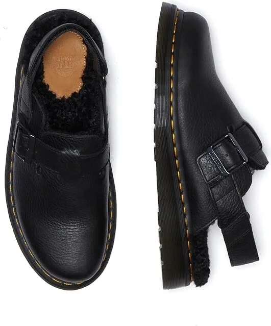 Dr. Martens Jorge II Faux Fur Lined Leather Slingback Mules Lace-up Boots Black : UK 12 (US Men's 13) Medium - Image 2